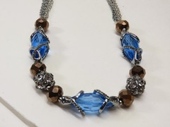 Vintage Signed Vera Wang Necklace Beaded Crystal Glass D5377