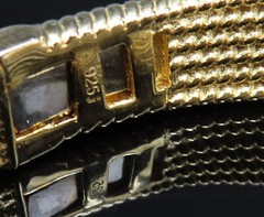 925 Silver Vintage Ribbed Gold Plated Multi Row Topaz Bypass Bracelet BT9558