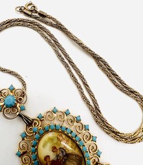 JULIANA Delizza & Elster Turquoise Rhinestone Transfer Necklace Vintage Jewelry