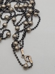 Vintage JCM Sterling Silver Italian Beaded Station Long Chain Necklace 60″