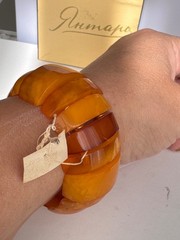 Vintage Butterscotch Baltic Amber Bracelet Stretchy USSR Soviet Kaliningrad