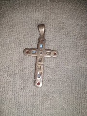 vintage Nicky Butler sterling silver moonstone cross pendant