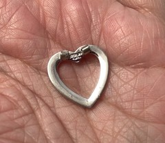 Vintage Theda 925 Sterling Silver Marcasite Open Heart Love Slide Pendant