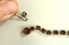 1950s Vintage Rhinestone Necklace Amber Topaz Smoky Gray Stones Gold Tone VTG