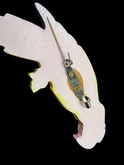 Vintage Parrot Brooch Colorful Plastic Bird Pin Pink Yellow Green Statement