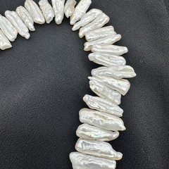 Vtg Pippa Baroque Stick Pearl Necklace Sterling Silver 18 Inch Artisan Statement