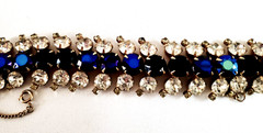 VTG Hobé Elegant Bracelet w/Clear, Blue & Black Jewels in Gold-plated Setting