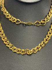 VTG STUNNING NAPIER SIGNED SHINY GOLD TONE DOUBLE CURB CUBAN LONG 30″ NECKLACE