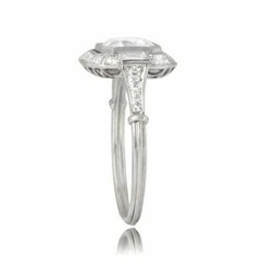 2.95Ct Art Deco Style Asscher Lab Created Diamond Wedding 14K White Gold FN Ring