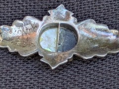 Vintage 925 Sterling Silver Marcasite Black & White Brooch Pin MOP Stone F3