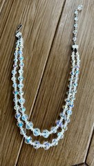 Vintage Coro Aurora Borealis Faceted Graduated Crystal Choker 2 Strand Necklace