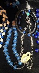 Vintage Blue Jewelry Lot Statement Necklaces Bracelets Working Watch 15 Pc
