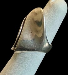 Vintage 925 Sterling Silver Modernist Sculptural Statement Wave Ring Size 5.5
