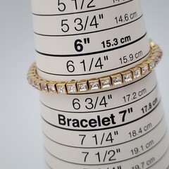 Swarovski Square Shape Crystal Tennis Bracelet Gold Plate Signed Adjustable 4mm