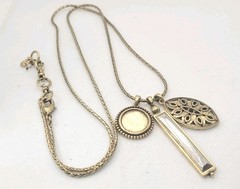 Vintage Antique Gold Tone Chain Necklace With Pedant 28in.