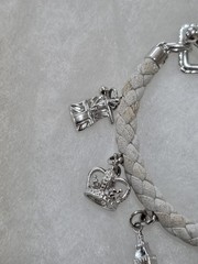 BURBERRY STERLING SILVER 925 CHARM WATCH BRACELET W/ 7 CHARMS