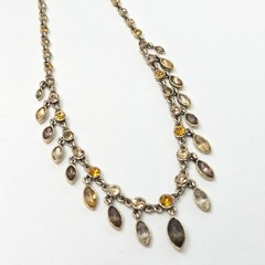 Rhinestone Gold Tone Choker Necklace Multiple Dangles Adjustable Length 16-18″