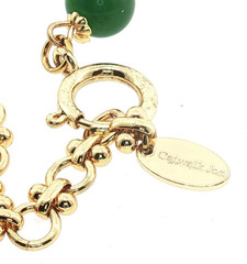 Vintage Catwalk John Jewelry Set – Gold‑Tone Bow Necklace & Green Drop Earrings