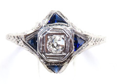 Antique Art Deco 1920’s Diamond Engagement Ring 14K-18K Size 6 UK-L1/2 EGL USA