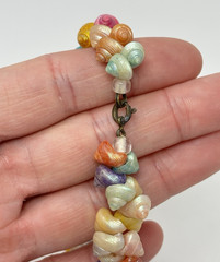 Vintage Dyed Rainbow Trochus Sea Shell Cluster Necklace Retro Souvenir Resort