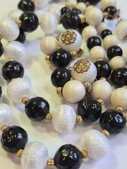Vintage Tassel Necklace & Earrings Molded Plastic Beads Statement Retro Chunky