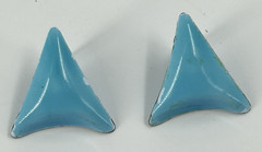 Vintage Blue Enamel Triangular Stud Earrings