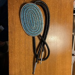 Zuni Bolo Tie, 211 Stones, Larry Moses Begay, Made From Belt Buckle