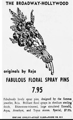 REJA Sterling Pave Rhinestone Unfoiled Faux Aquamarine Chatons Spray Flower Pin