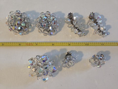 Vtg 14pc Crystal Aurora Borealis AB Beaded Jewelry Lot Bracelet Earrings etc 151