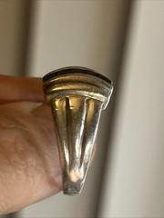 40.Vintage Signed J.B.N.I 925 Sterling Lab Blue Sapphire Ribbed Ring 8.75s, 5.7g