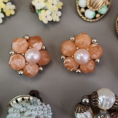 Vintage Cluster Clip On Earrings Lot of 8 Lisner Jonne Sugared Glass Acrylic