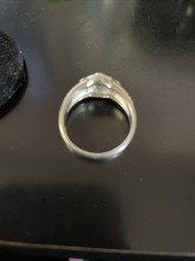 Vintage 3 Stone 925 Amethyst And London Blue Topaz Ring, Marked JC ,Sz 10 ,5.95g