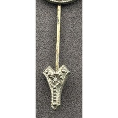 Vintage Art Deco Stick Pin Jabot Blue Glass Paste Rhinestone Screw Back Mosiac
