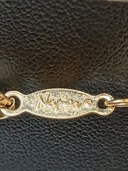 Vintage NAPIER Signed Faux Pearl Gold Tone Station Necklace Diamond Cut Beads