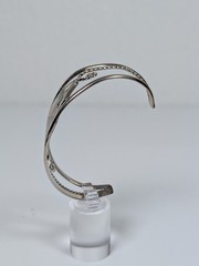 Vtg Alpaca Mexico Cuff Bracelet MOP Abalone Shell Inlay Silver Tone 1980s NOS