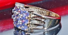 10k yellow gold ring 1.79ct treated tanzanite diamond size 7 vintage 3.6gr