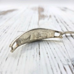 Vintage Silver Tone Pink Alpaca Mexico Hinged Abalone Bracelet 6.5 in