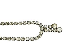 Vintage Rhinestone Choker Necklace Mid Century Sparkling Gemstones 12in Tassel