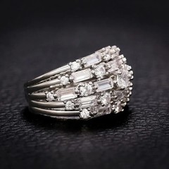 18K Gold Plated 925 Silver Moissanite Baguette Engagement & Anniversary Ring