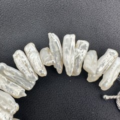 Vtg Pippa Baroque Stick Pearl Necklace Sterling Silver 18 Inch Artisan Statement