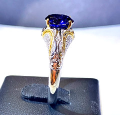 Vintage Sterling Silver Gold Plated Vanna K White & Blue CZ Ring Size 10