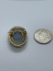 Vintage INCOLAY Oval Blue & White Cameo of Cupid & Psyche Pin Brooch