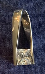 VTG Elegant Silvertone Solo Twist~Clear Cubic Zirconia Solitaire Classic Beauty