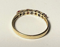 Vintage Wheeler 10K Yellow Gold Natural Garnet Diamond Band Ring Size 6 MCM