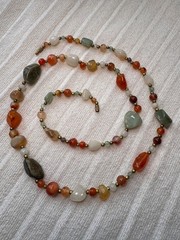 Vintage 70s Multi Gemstone Chunky Beggars Bead Necklace Raw Nugget Statement 31″
