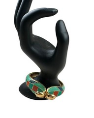 Rare Hattie Carnegie Cobra Enameled Clamper Bracelet