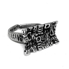 Vtg Mid Century Artisan 1970s ISRAEL MODERNIST Sterling Silver Abstract Art Ring