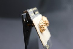 Vintage GOLD Tone Dome Round Shape Earrings Hammered Texture- Glam Artsy Costume