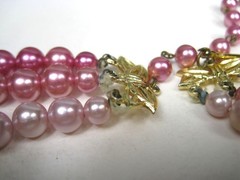 Vintage 1960s Japan Multi Strand Pink Ombre Beaded Necklace Vintage Choker 15 in