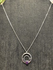 ONE OF A KIND SOUTHWESTERN ARTISAN STERLING SILVER AMETHYST STONE NECKLACE 18”